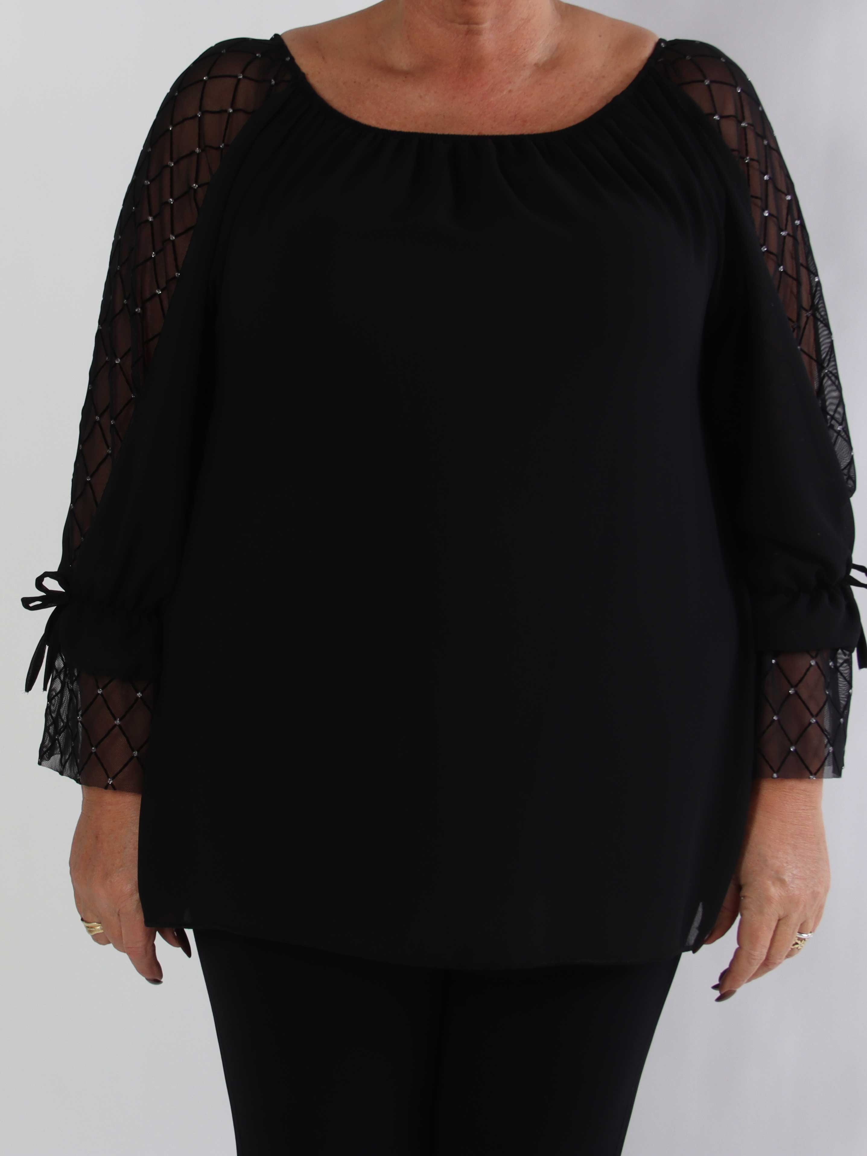 Norma - Plus size tunika i chiffon med detaljerede ærmer
